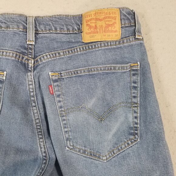 Levi's 505 jeans men's 36x26 regular fit blue stretch denim pants - Picture 9 of 13